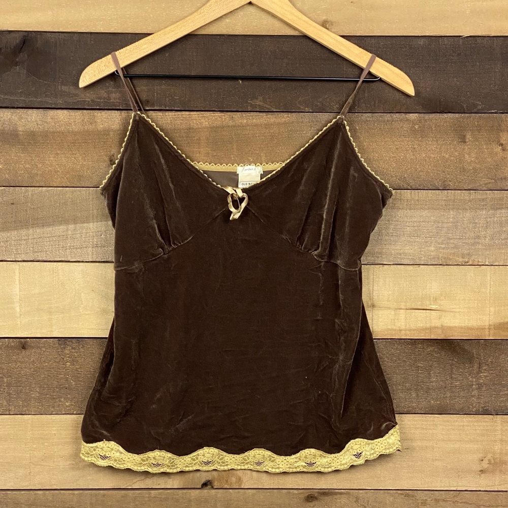 Old Navy Y2K Women’s Brown Lace Velour Tank Top